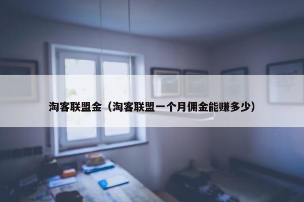 淘客联盟金（淘客联盟一个月佣金能赚多少）