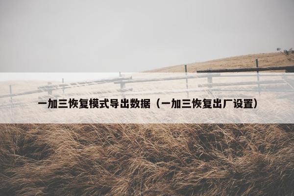 一加三恢复模式导出数据(一加三恢复出厂设置)