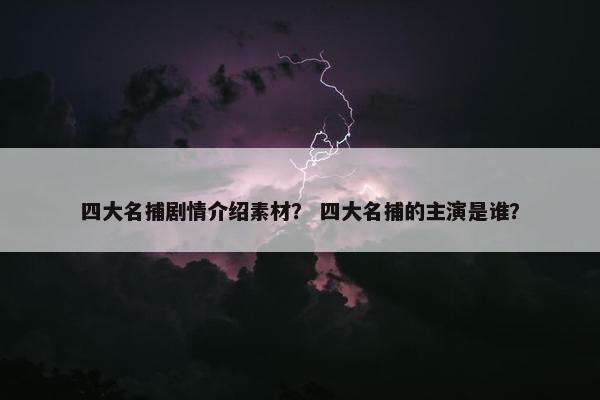 四大名捕剧情介绍素材？ 四大名捕的主演是谁？