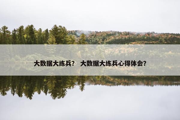 大数据大练兵？ 大数据大练兵心得体会？