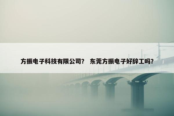 方振电子科技有限公司？ 东莞方振电子好辞工吗？