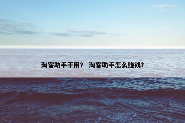淘客助手干用? 淘客助手怎么赚钱?