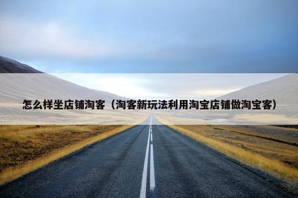 怎么样坐店铺淘客（淘客新玩法利用淘宝店铺做淘宝客）