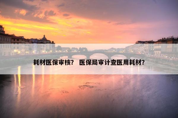 耗材医保审核？ 医保局审计查医用耗材？