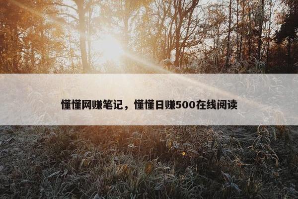 懂懂网赚笔记，懂懂日赚500在线阅读