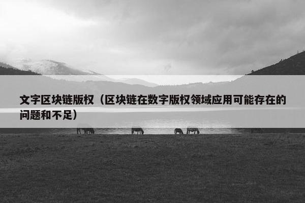 文字区块链版权(区块链在数字版权领域应用可能存在的问题和不足)