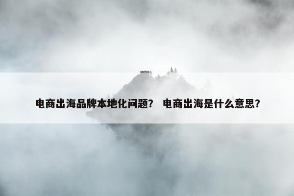 电商出海品牌本地化问题？ 电商出海是什么意思？