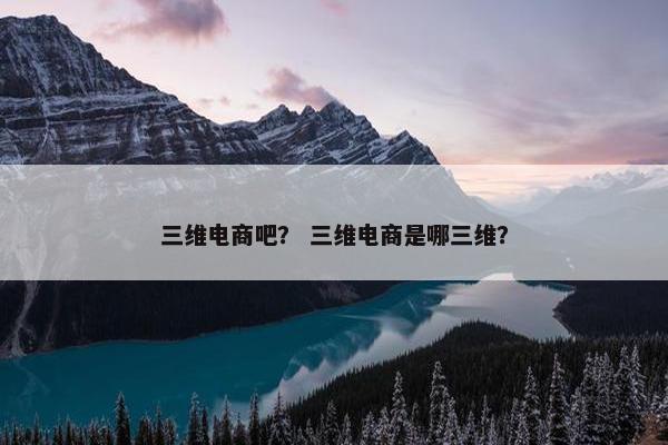 三维电商吧？ 三维电商是哪三维？