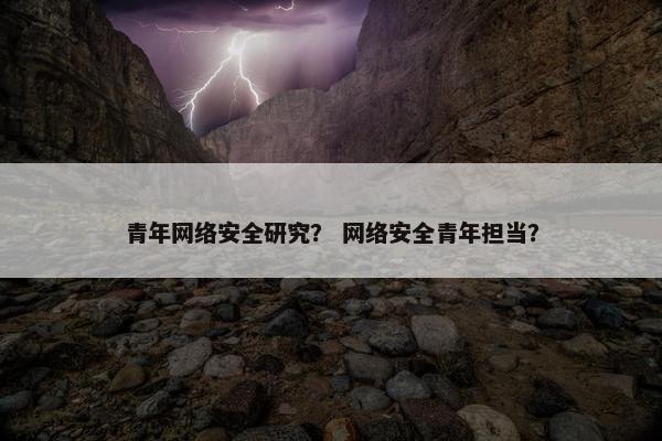 青年网络安全研究？ 网络安全青年担当？