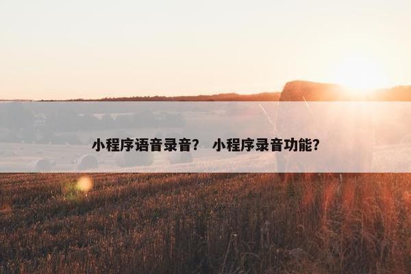小程序语音录音? 小程序录音功能?