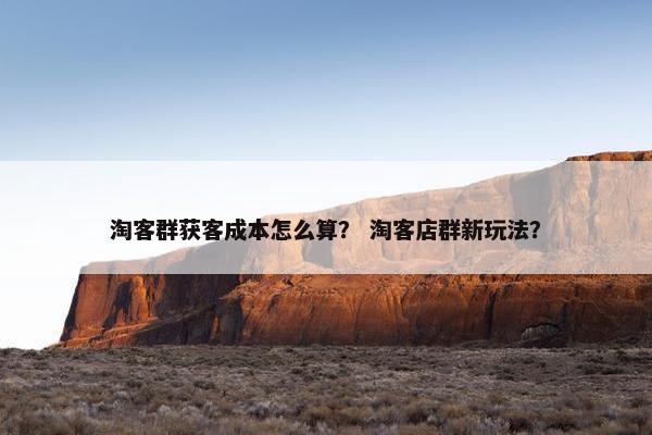 淘客群获客成本怎么算？ 淘客店群新玩法？