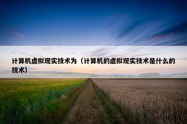 计算机虚拟现实技术为（计算机的虚拟现实技术是什么的技术）