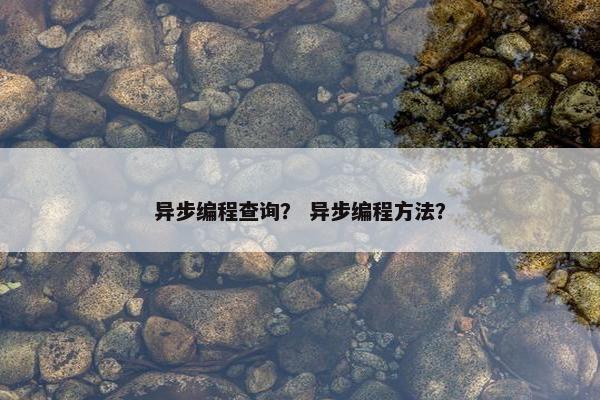 异步编程查询？ 异步编程方法？