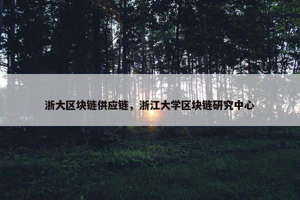 浙大区块链供应链，浙江大学区块链研究中心