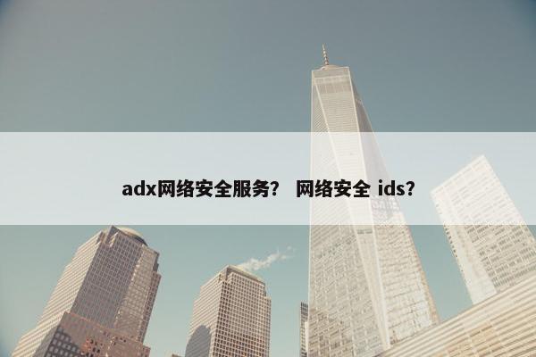 adx网络安全服务？ 网络安全 ids？