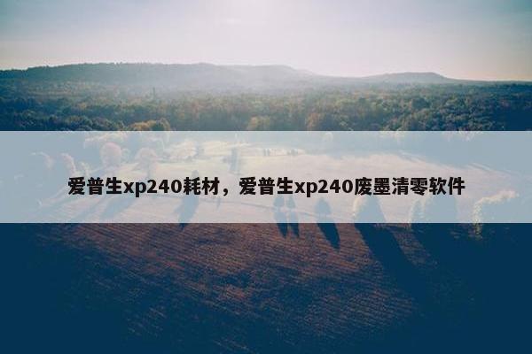 爱普生xp240耗材，爱普生xp240废墨清零软件