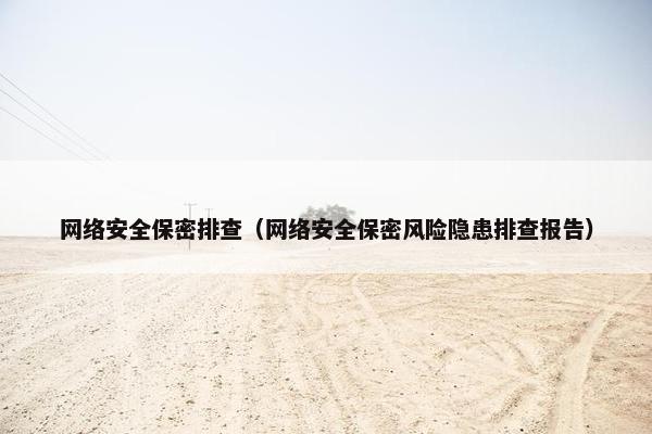 网络安全保密排查（网络安全保密风险隐患排查报告）