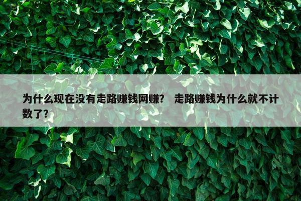 为什么现在没有走路赚钱网赚？ 走路赚钱为什么就不计数了？