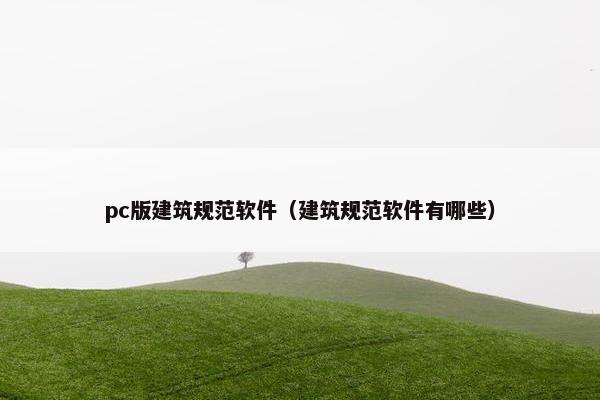 pc版建筑规范软件（建筑规范软件有哪些）
