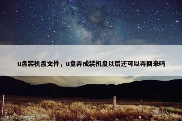 u盘装机盘文件，u盘弄成装机盘以后还可以弄回来吗