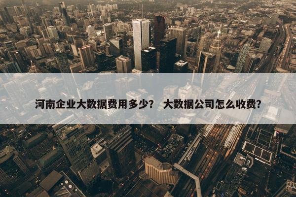 河南企业大数据费用多少？ 大数据公司怎么收费？