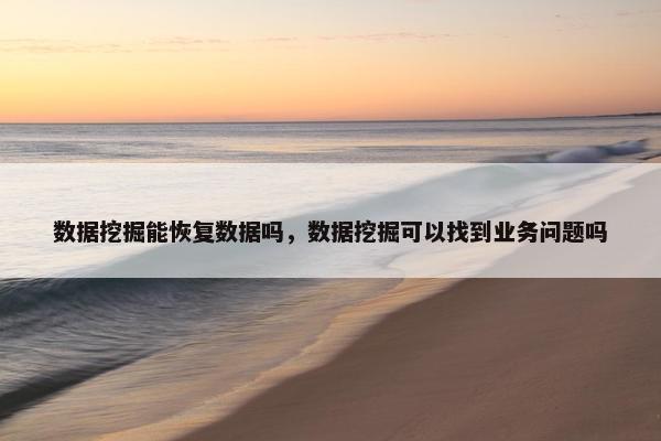 数据挖掘能恢复数据吗，数据挖掘可以找到业务问题吗