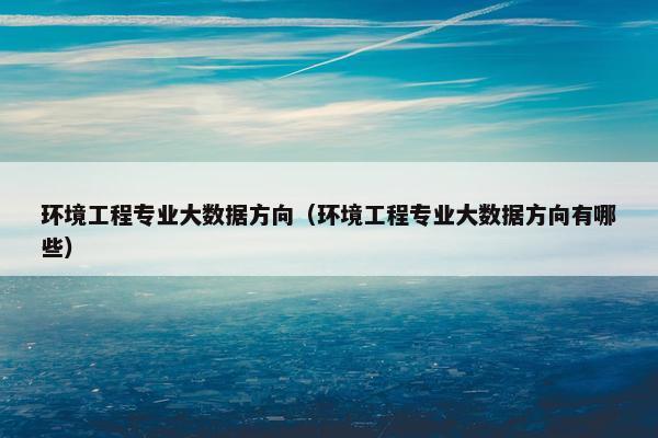 环境工程专业大数据方向(环境工程专业大数据方向有哪些)