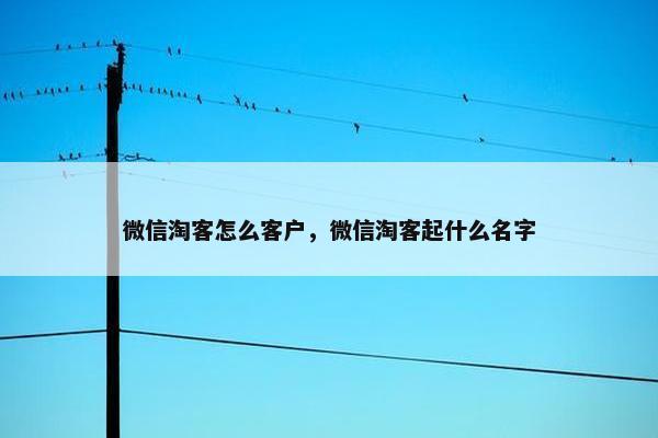 微信淘客怎么客户，微信淘客起什么名字