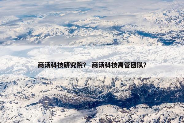 商汤科技研究院？ 商汤科技高管团队？