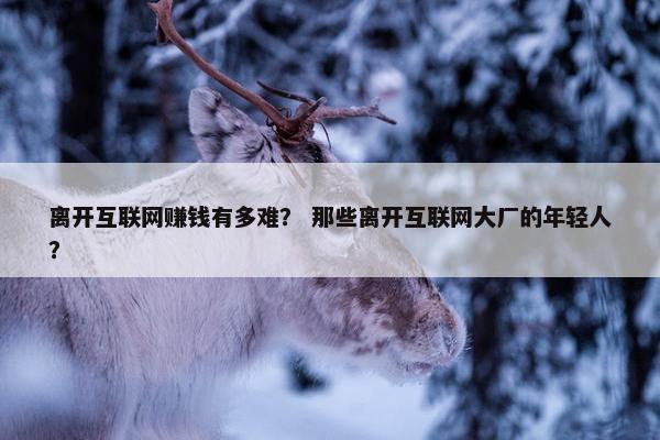 离开互联网赚钱有多难？ 那些离开互联网大厂的年轻人？