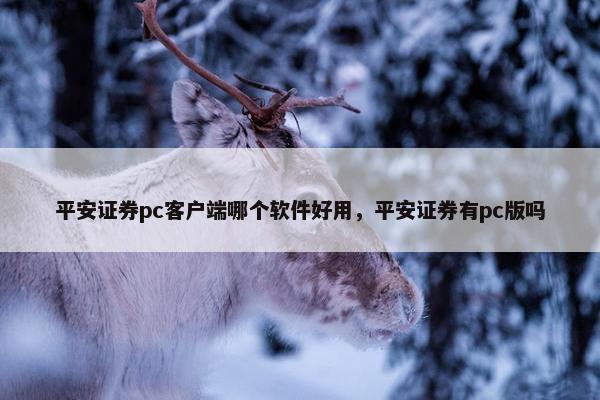 平安证券pc客户端哪个软件好用，平安证券有pc版吗