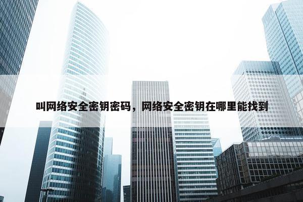 叫网络安全密钥密码,网络安全密钥在哪里能找到