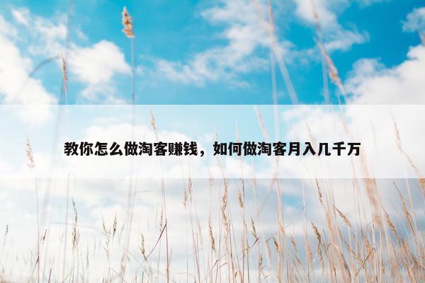教你怎么做淘客赚钱，如何做淘客月入几千万