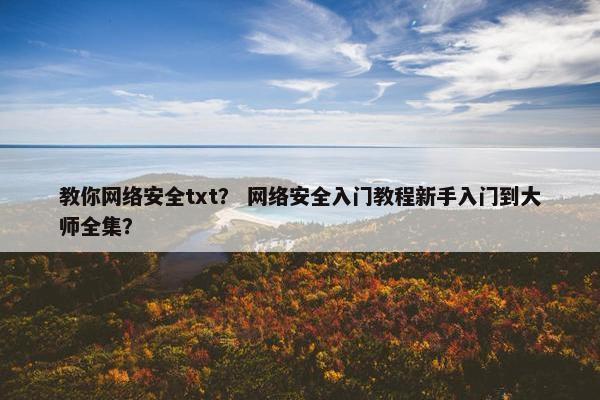 教你网络安全txt? 网络安全入门教程新手入门到大师全集?