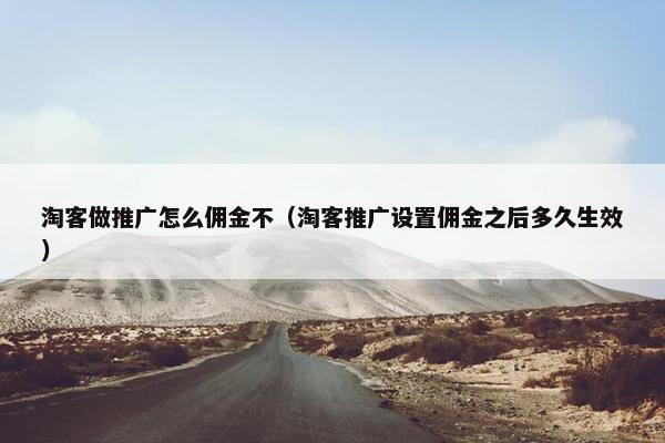淘客做推广怎么佣金不（淘客推广设置佣金之后多久生效）