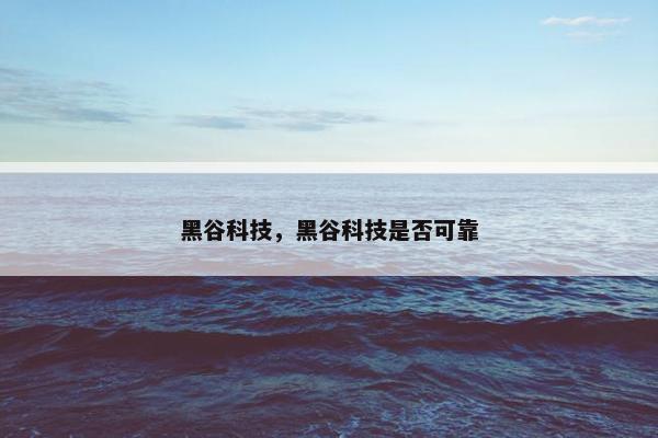 黑谷科技，黑谷科技是否可靠