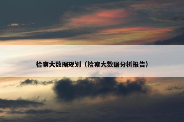检察大数据规划(检察大数据分析报告) 检察大数据规划(检察大数据分析报告)