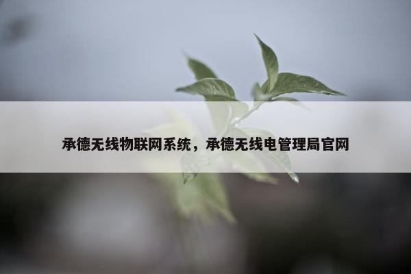承德无线物联网系统，承德无线电管理局官网