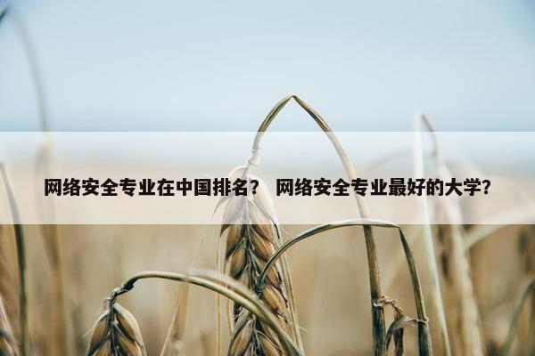 网络安全专业在中国排名？ 网络安全专业最好的大学？