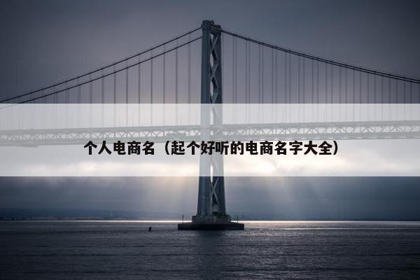 个人电商名（起个好听的电商名字大全）