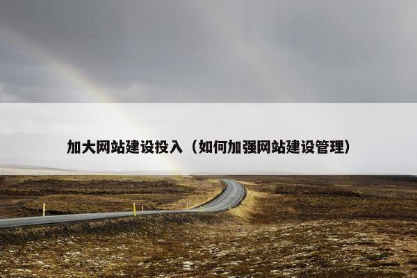 加大网站建设投入（如何加强网站建设管理）