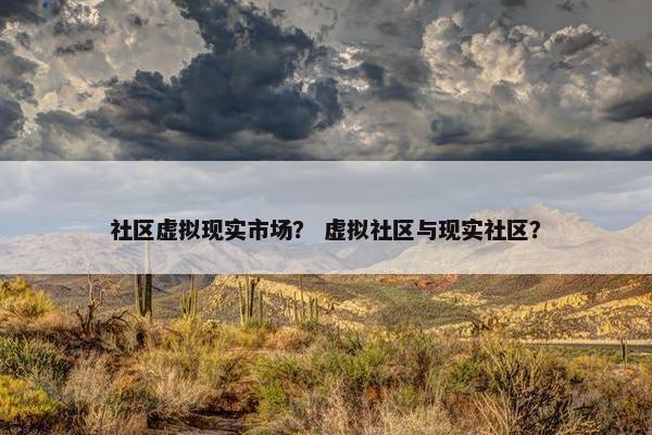 社区虚拟现实市场？ 虚拟社区与现实社区？