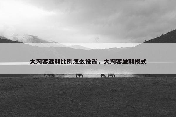 大淘客返利比例怎么设置，大淘客盈利模式