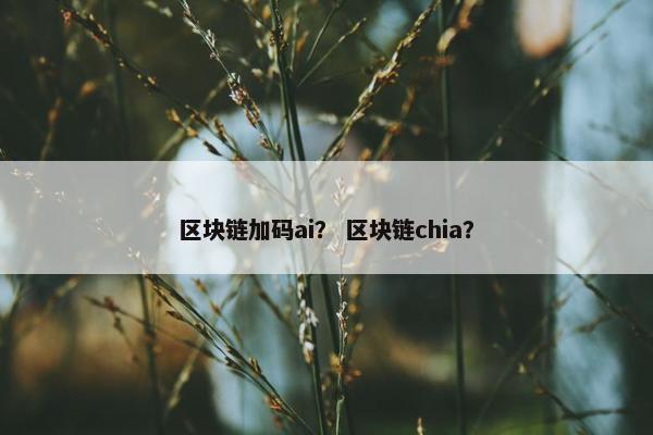 区块链加码ai? 区块链chia?