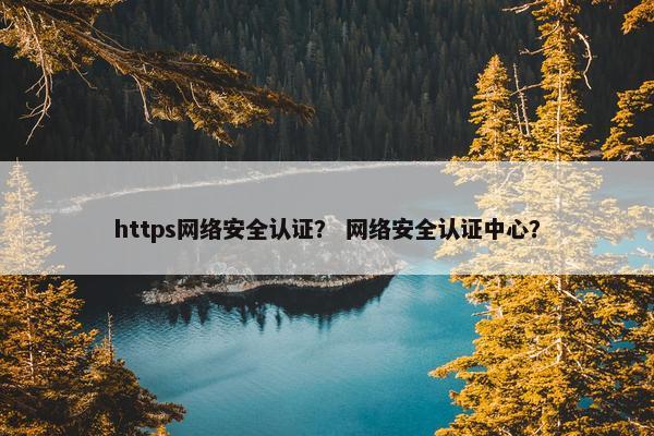 https网络安全认证？ 网络安全认证中心？