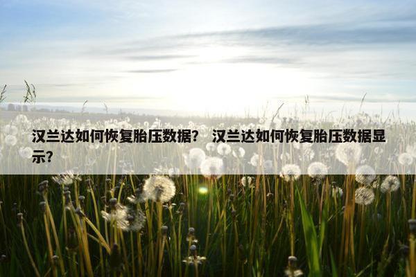 汉兰达如何恢复胎压数据？ 汉兰达如何恢复胎压数据显示？