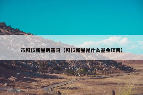 市科技新星厉害吗（科技新星是什么基金项目）