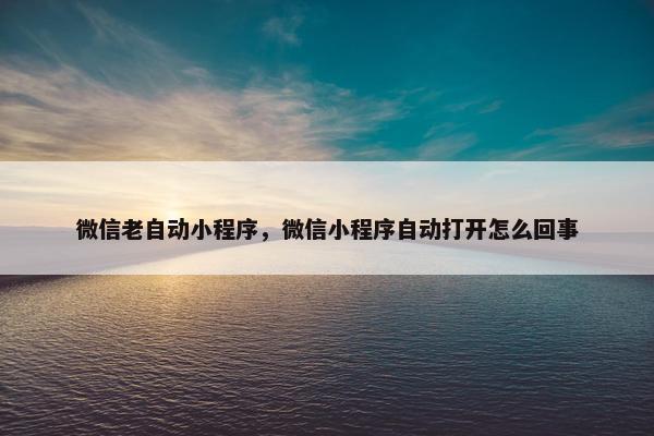 微信老自动小程序，微信小程序自动打开怎么回事