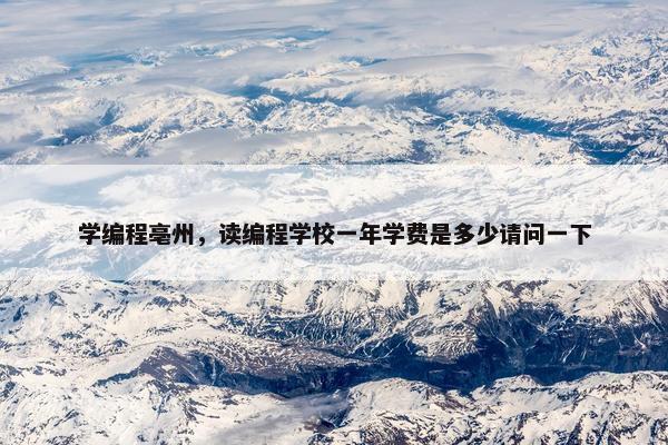 学编程亳州，读编程学校一年学费是多少请问一下