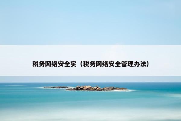税务网络安全实（税务网络安全管理办法）